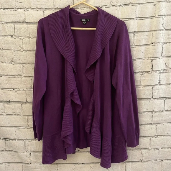 Women’s purple open front long sleeve sweater 2XL - Picture 1 of 4